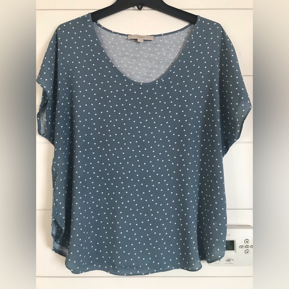 Loft mixed media polka dot top
